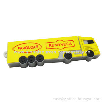 Truck-shaped USB, Made of Soft PVC Material, OEM Orders are Welcome